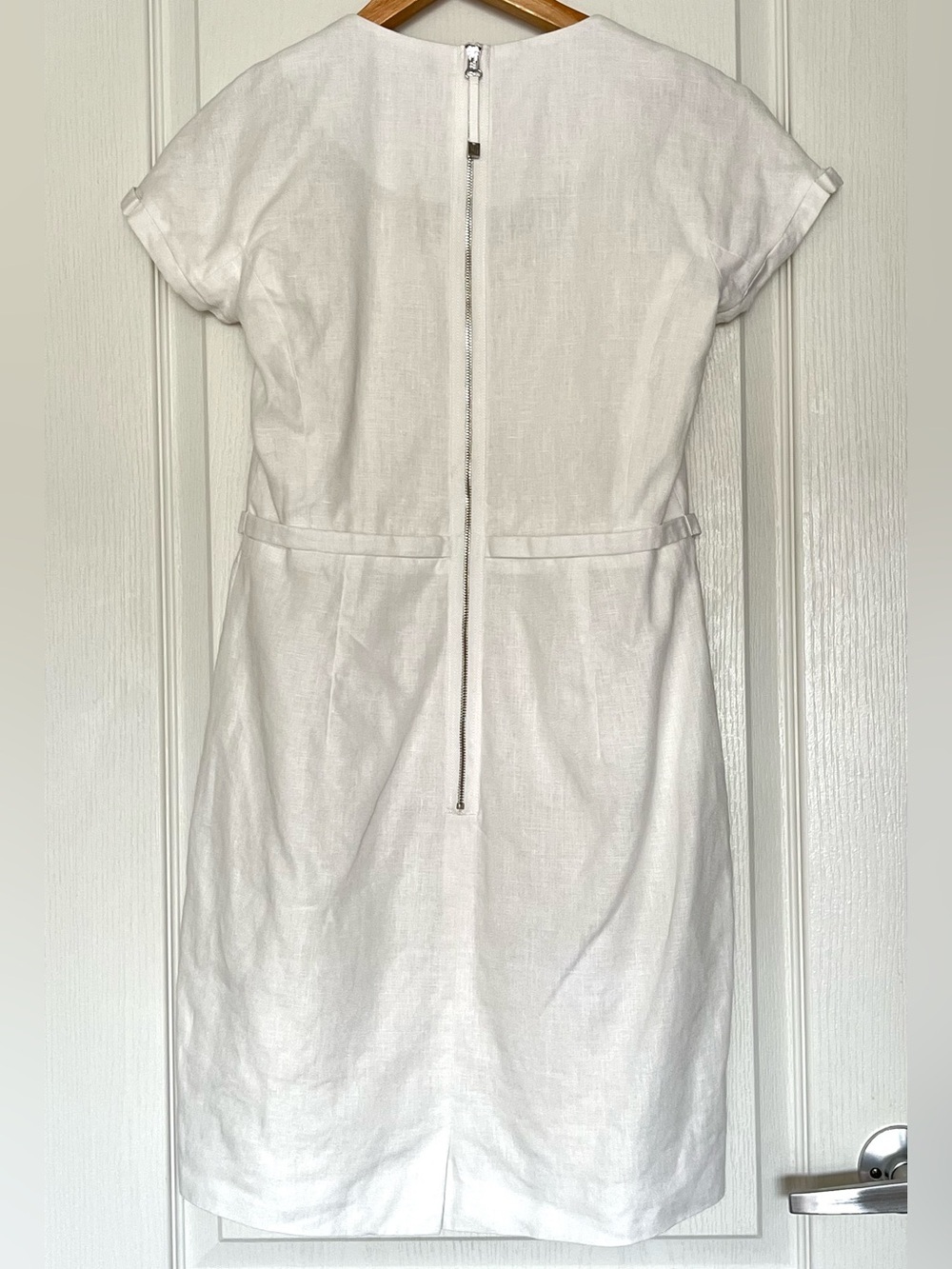 Sandra Angelozzi 100% Linen White Square Neck Dress Fully Lined EU 36 US 6 - Picture 2 of 16